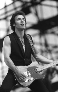 Springsteen performing on the Tunnel of Love Express Tour at the Radrennbahn Weißensee in East Berlin on July 19, 1988. Photo by July 1988 Photographer Uhlemann, Thomas