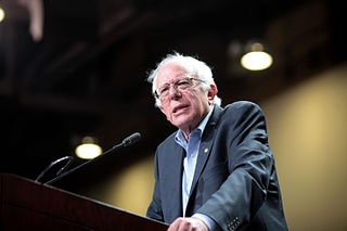 U.S. Senator Bernie Sanders of Vermont speaking at a town meeting at the Phoenix Convention Center in Phoenix, Arizona. 