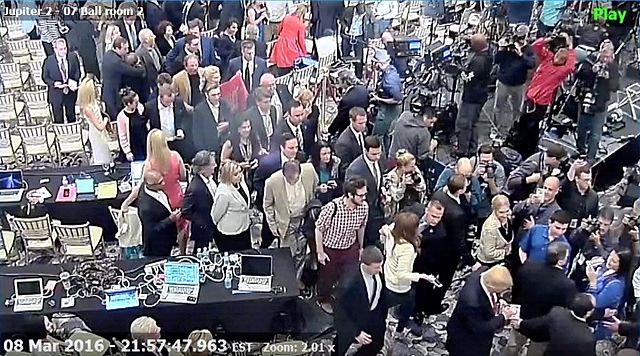  Donald Trump's campaign manager Corey Lewandowski is seen allegedly grabbing the arm of reporter Michelle Fields in this still frame from video taken March 8, 2016 and released by the Jupiter (Florida) Police Department March 29, 2016.